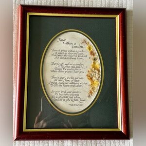 “Peace Within a Garden” Framed matted pressed floral designs. See below details.